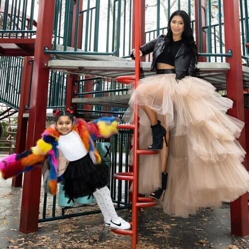 Custom Color High Low Long Tulle Skirts Adult Tiered Female Tutu Skirt Fashion Ruffle Asymmetrical Maxi Skirt Khaki