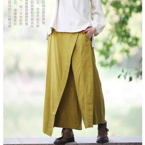 2016 Spring Summer original design womens fluid elastic waist linen loose casual pants 212