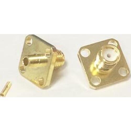 1pc SMA Female Jack RF Coax Modem Convertor Connector 4-hole panel mount solder post Straight RG405,086" Goldplated wholesale