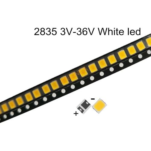 100Pieces High Brightness SMD LED 2835 1W 135LM White 3V 6V 9V 18V 36V 150MA 100MA 30MA 60MA 350mA bright light