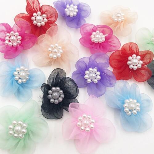 20pcs Upick Organza Ribbon flowers Wedding Decor Appliques Sew Craft A349