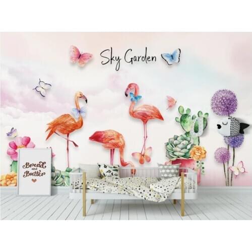 Custom photo 3d wallpaper Butterfly flamingo cactus succulent dandelion room home decor 3d wall murals wallpaper for walls 3 d