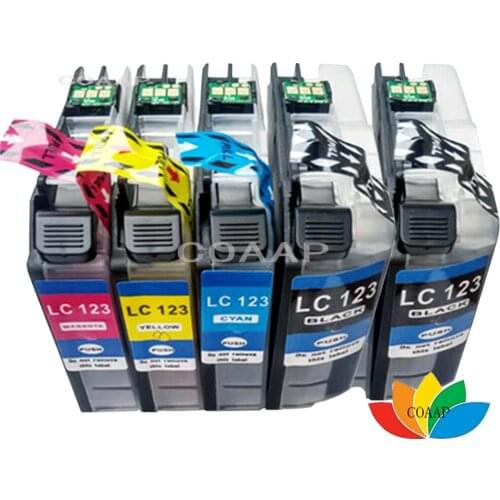 5 printer ink cartridges Compatible for Brother LC-121 LC-123 LC-125 LC-127 XL with Chip