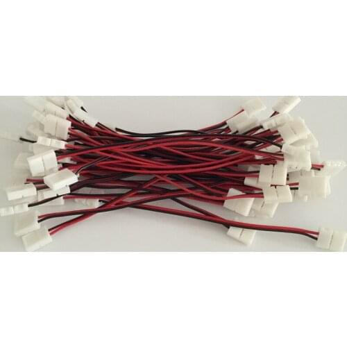 50pcs/lot 10mm 2 pin led strip connector 5050 led extension cable wire accessories both end with connector