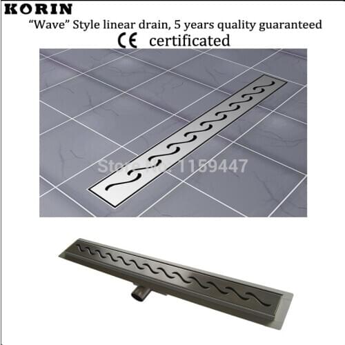 800mm "Wave" Style Stainless Steel 304 Linear Shower Drain, Horizontal Drain, Floor Waste, Deodorant floor drain, linear Drain