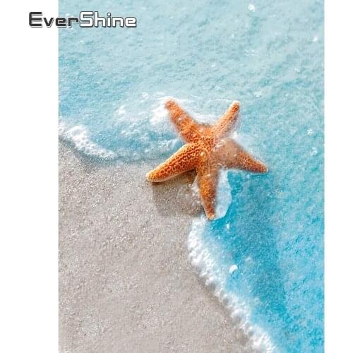 EverShine DIY Diamond Embroidery Landscape Full Drill Square Diamond Painting Starfish Rhinestones Mosaic Beach Wall Decor