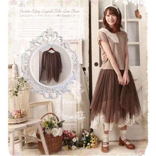 Asymmetrical Mori Girl Lolita Elastic Waist Skirt Bust Mid-calf Women Skirt Saia Longa Feminias Novelty Boho Clothing Mori Skirt