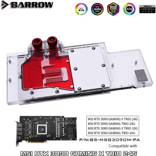 Barrow GPU Water Block For MSI RTX 3080 Gaming X TRIO, 5V ARGB MB SYNC, BS-MSG3080M-PA