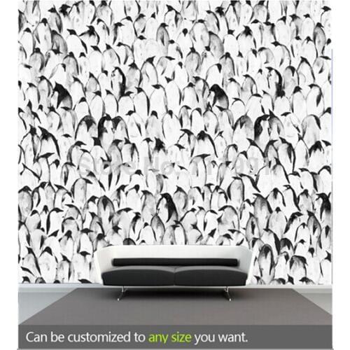 Free shipping custom large mural of the living room sofa bedroom wallpaper background wall Crowd of Penguins