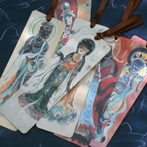 6Pcs/Set Bodhisattva Paper Bookmarks Ancient Style Book Holder Message Card Gift Stationery