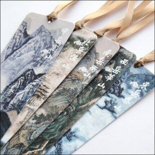 1pcs[Creative Bookmark Wholesale] Wuyue Shanshui Paper Bookmarks 5/Set