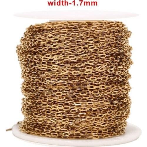 5 Meters 1.7mm Width Rolo Cable Chain Stainless Steel Gold Plated Link Chains for DIY Jewelry Necklaces Making Top Quality