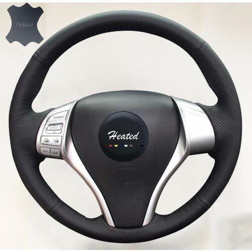 Genuine Leather Steering Wheel Cover for Nissan Teana Altima 2013-2016 X-Trail QASHQAI Rogue Sentra Tiida braid on the steering