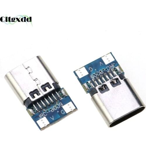 Cltgxdd 2~10pcs/lot USB Type C Connector 14 Pin Female Socket Receptacle Through Holes PCB 180 Vertical Shield USB-C