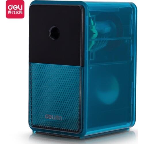 Deli 71168 hand operated transparent pencil sharpener Hand Crank Mechanical Pencil Sharpener Kids Student School Stationery cute