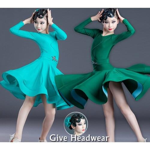 Kids Standard Latin Dance Dress Professional Latin Competition Dresses For Girls Cha Cha Samba Tap Dance Clothes Winter BL5170