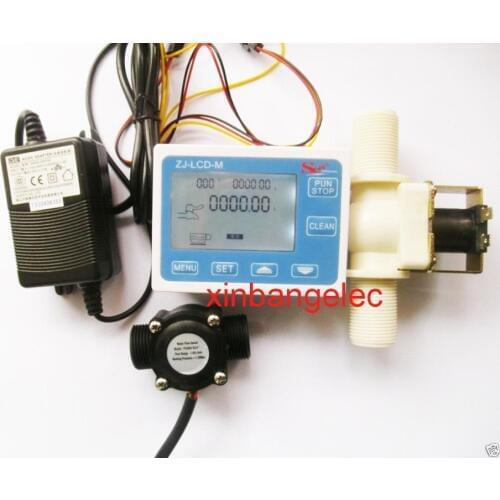 G3/4" Water Flow Control LCD Display+Flow Sensor +Solenoid valve +Power Adapter