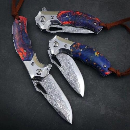 Pocket Folding Knife VG10 Damascus Blade stable Wood Handle Outdoor Camping Combat Knives Survival Hunting Tactical EDC Tools