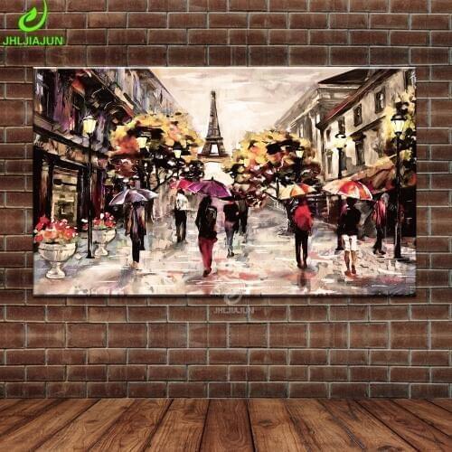 JHLJIAJUN Canvas Painting Paris After Raining Nordic Romantic Oil Wall Art Print And Poster Modern Study Living Room Home Decor