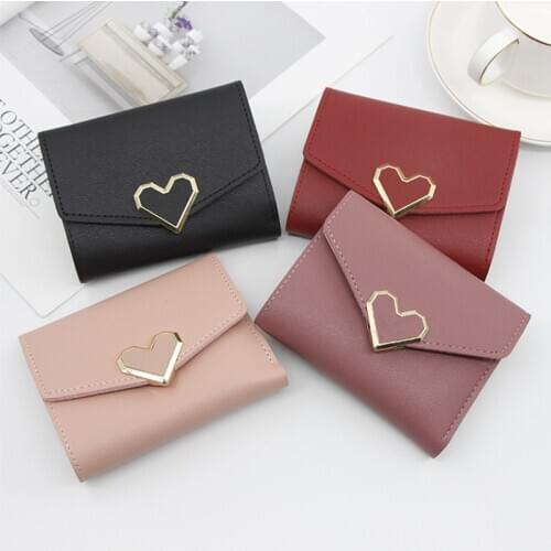 7 Colors Fashion Women Cute Heart Pattern Wallet Durable Waterproof Mini Card Holder Coin Purses