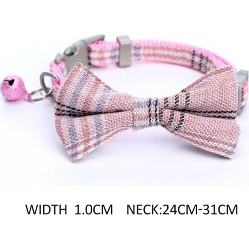 Colorful Small Cat Collars Adjustable Buckle Bowknot Tie Plaid Grid Cotton Dog Collar With Bells Party Pet Collar Cat Accessory
