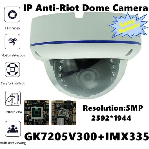 Sony IMX335+3516EV300 5MP 2592*1944 Low illumination IP AntiRiot Ceiling Dome Camera NightVision IRC Onvif P2P Cloud Security