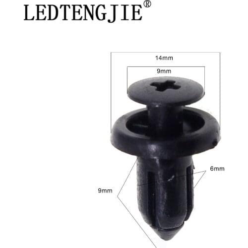 LEDTENGJIE Automotive Fastener Clip 100 Pieces YT-1174 Diameter 6mm Car Bumper Perforated Nail Push Clip Rivet for Toyota
