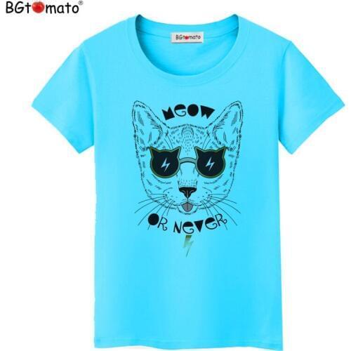 BGtomato Summer Unique 3d Cute cat Design T Shirt Womens short sleeve lovely pussy print Tops cool Hipster tees cute girl shirt