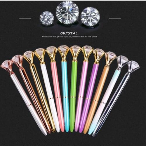 22 colors available creative bullet head metal pen ballpoint pen Business big diamond pen 1 pcs School Office Supplies