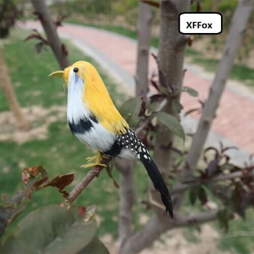 Cute simulation yellow bird model foam&furs real life small pearl bird doll gift about 15cm xf1119