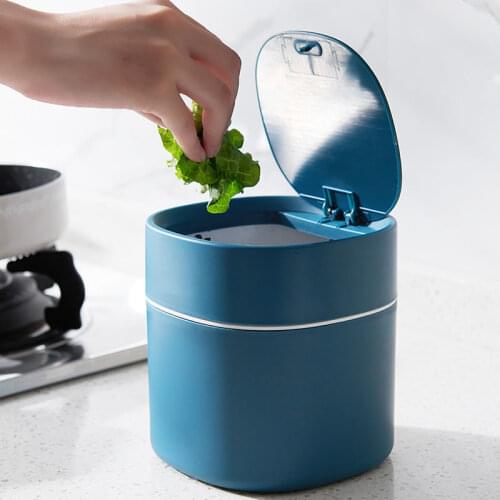 2L Multifunctional Mini Desktop Trash Can Home Car Storage Bin Accessories With Lid Trash Can Living Room Office