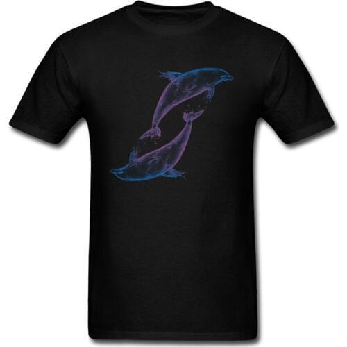 Dolphins New Arrival Short Sleeve Simple Style Top T-shirts Pure Cotton Round Collar Men Tops Tees Crazy Sweatshirts Labor Day
