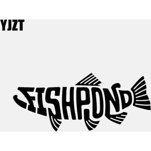 YJZT 16.4CM*7CM Fishpond Fly Fish Fishing Decal Vinyl Car Sticker Black/Silver C24-0998