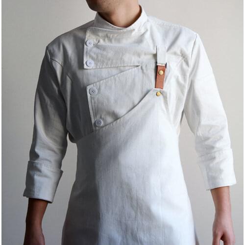 2021 New Chef Shirt Apron Uniform Restaurant Hotel Kitchen Chef Waiter Work Jackets Professional Uniforms Overalls Outfit