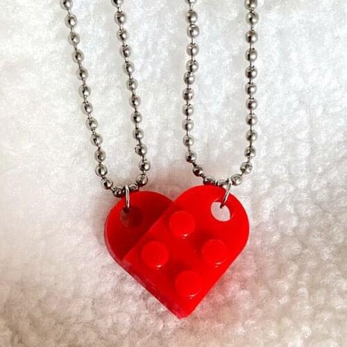 Couples Heart Shaped Pendant Necklace Friendship 2 Two Piece Jewelry Vintage Charms Detachable Valentines Day Gifts Aesthetics