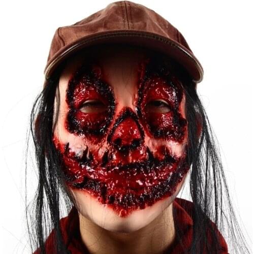 Halloween ghost festival horror wig ghost face simulation plasma scary funny ghost face devil haunted house party