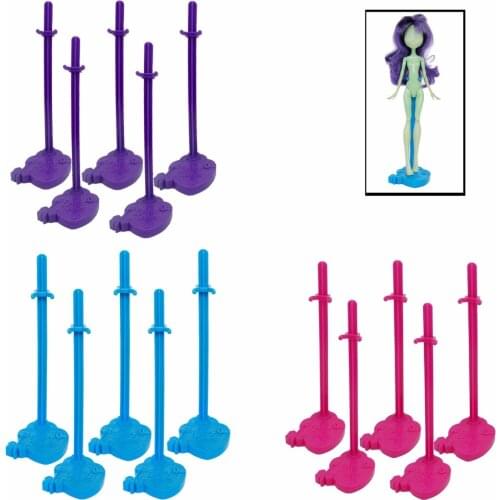 5 Pcs / Lot Doll Stands Plastic Purple Blue Model Supporting Holder Display Puppet Accessories for Monster High School Doll Toys