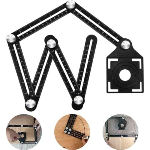 Adjustable Ceramic Tile Hole Locator Folding Ruler Multi Angle Ruler Drill Guide Woodworking Gauge Slide Ruler Measuring Tools