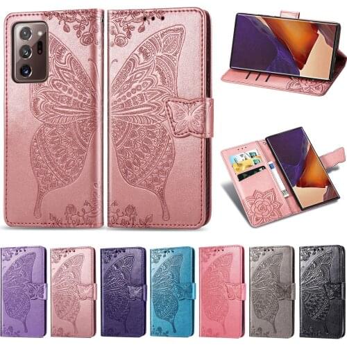 Luxury BUTTERFLY Flip Case For SAMSUNG GALAXY Note 20 Note20 Ultra N20 Fashion Soft SILICONE SLOT Cover Wallet Leather Cases