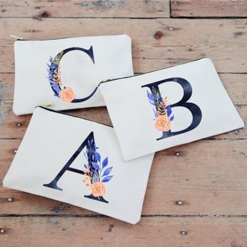 Alphabet Flower Printed Makeup Bags Women Cosmetic Bag Female Toiletries Organizer Female Storage Pouch Make Up Cases Best Gifts