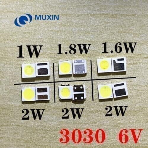 50pcs 3030 Backlight High Power LED DOUBLE CHIPS 1w 1.5W 2w 3V-3.6V 6v lextar JUFEI AOT Cool white PT30A66 TV