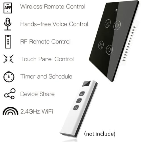 RF433 WiFi Smart Touch Curtain Blinds Motor Roller Shutter Switch Tuya Smart Life App Remote Control,Work With Alexa Google Home