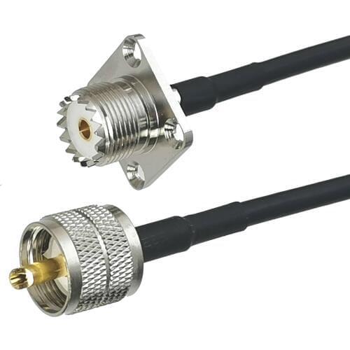 1Pcs RG58 UHF PL259 Male plug to UHF SO239 Female jack Flange Connector RF Coaxial Jumper Pigtail Cable 4inch~50M