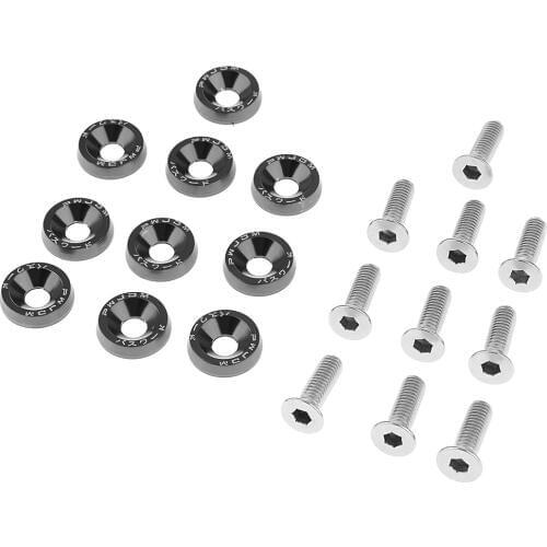 10x Anodized Turned Aluminium Countersunk Washers Cup Head Screw Gasket Black