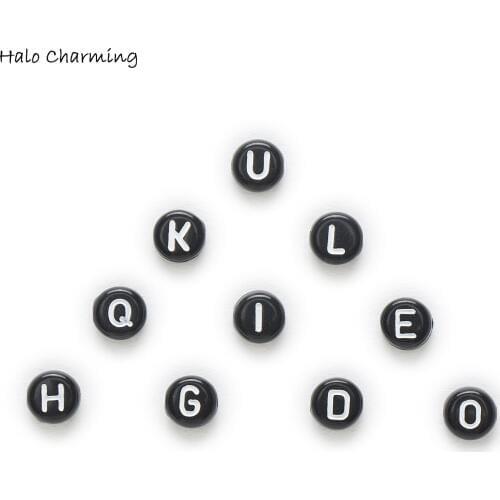 100 Piece Mixed Black Round Alphabets 'A-Z' Acrylic Spacer Letter Beads Jewelry Making 7mm