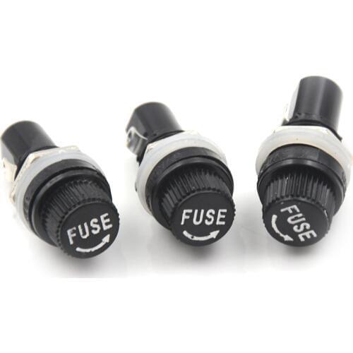 10x Glass Fuse Holders 5x20 Black Insurance Tube Socket Fuse Holder For 5*20 Insurance Panel Mount Fuse Holder 5*20mm