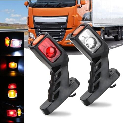 12/24V LED Side Marker Light 2Pcs/set Truck Lamp Indicator Lamp For Trailer Truck Van Assembly Lorry Tail Light White Red Yellow