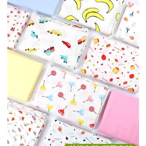 50x185cm Thin Jersey Summer T-shirt Knit Cotton Fabric with Stretchy for Sewing Baby Other Fabric Printed Cartoon Plain Knitted