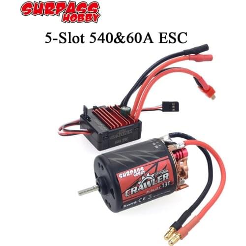 540 11T/13T/16T/ 20T 5-Slot Brushed Motor 60A ESC for 1/10 RC Crawler Car Axial SCX10 90046 AXI03007 JL Traxxas TRX4