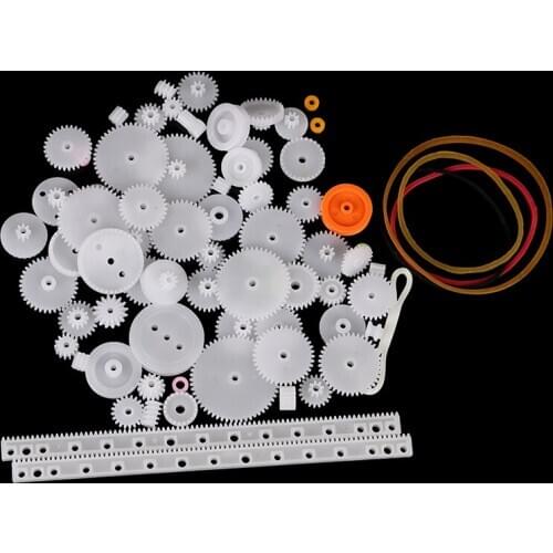 75PCS/set DIY Kit Plastic Gear Rack Pulley Belt Worm Gear Single-and Double-Gear Teeth For Toy Car